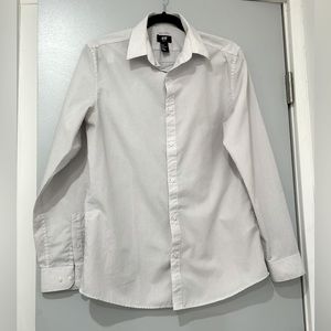 H&M Men’s Dress Shirt - White with Small Dot Pattern